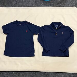 Polo by Ralph Lauren lot navy blue tee and 1/4 zip  euc.